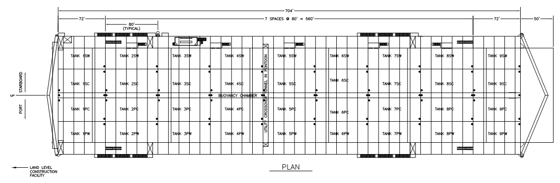 Plan view schematic of 28K Long Ton Transfer Dock Bath ME