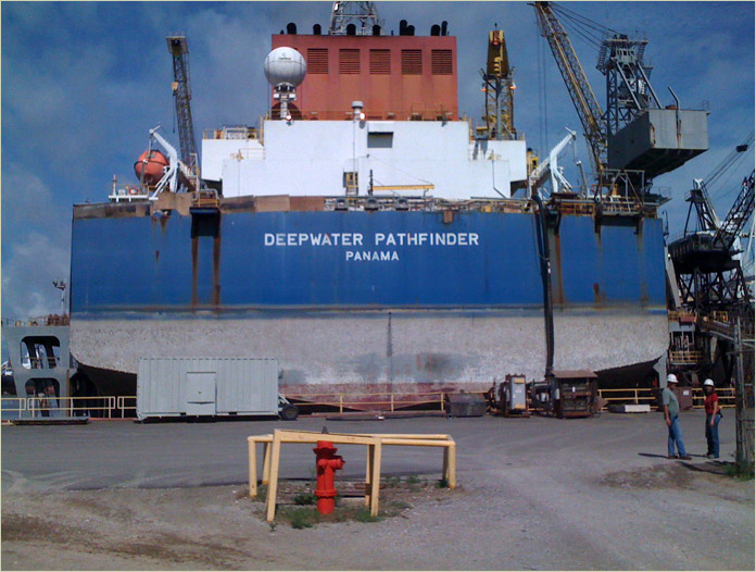 DEEPWATER PATHFINDER drill rig In Dock (Aft End)