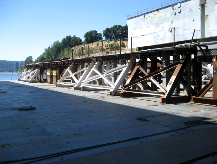 Elevated Track on Pontoon Deck - Vessel Transfer System for Existing AFDB Floating Dock