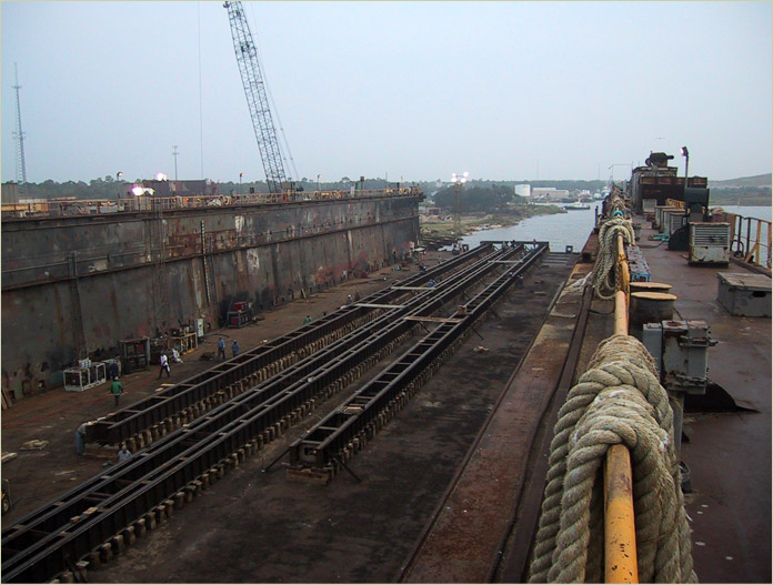 Transfer Tracks on Dock - 12,000 Ton Capacity Transfer System for Existing Floating Dock