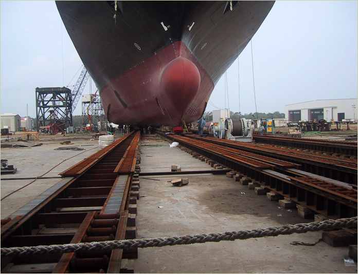 Transfer Tracks on Shore - 12,000 Ton Capacity Transfer System for Existing Floating Dock