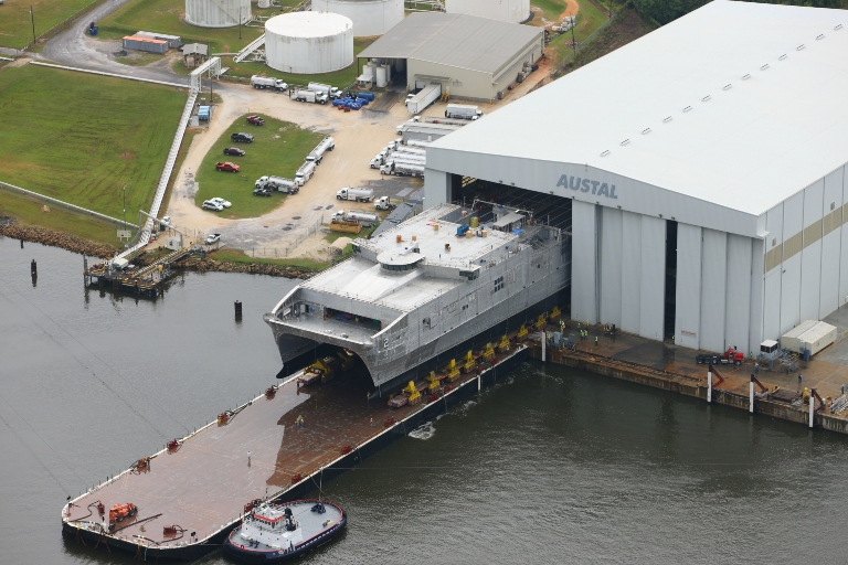 JHSV being transferred onto Barge -- Joint High Speed Vessel