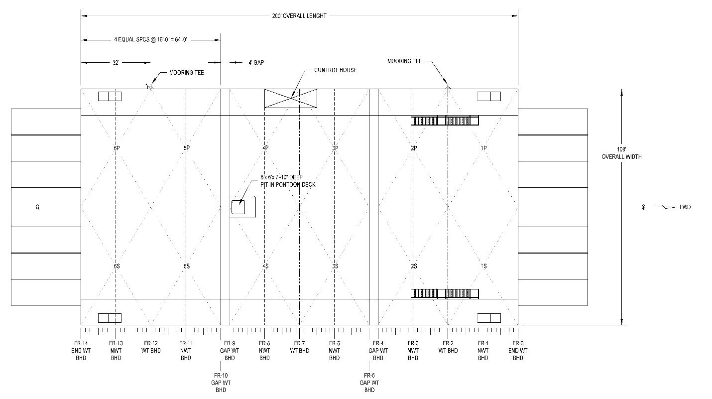 3800 Long Ton Sectional Floating Dry Dock Schematic