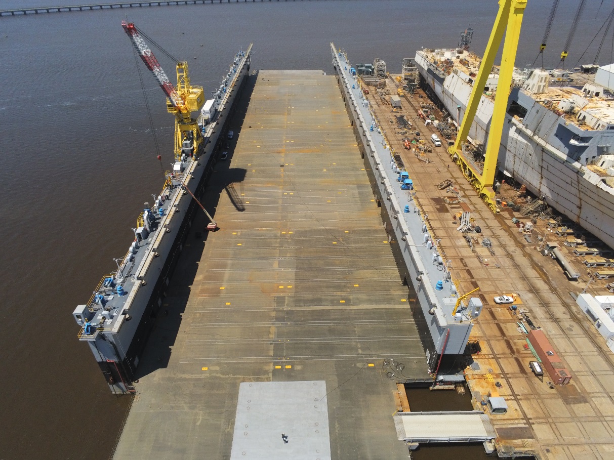 Assembled transfer dock moored in transfer berth