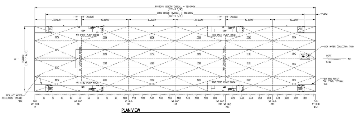 22000 LT Floating Dock plan view schematic